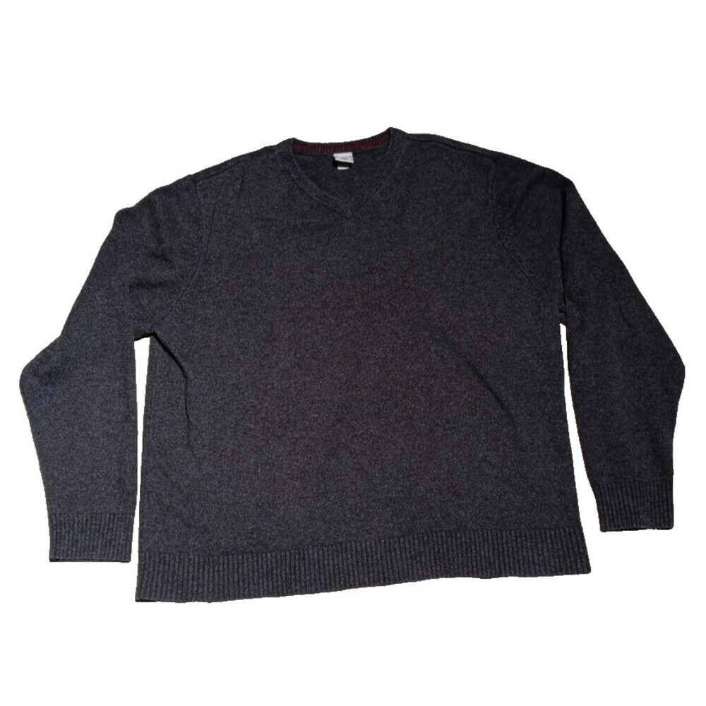 Old Navy Men’s 2XL Charcoal Gray V-Neck Sweater Lambswool Blend VTG Y2K Classic